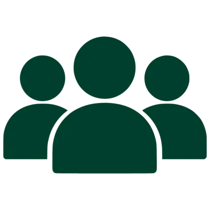 Three dark green user icons arranged in a group, symbolizing water safety, with one larger icon in the front and two smaller icons behind it on a white background.